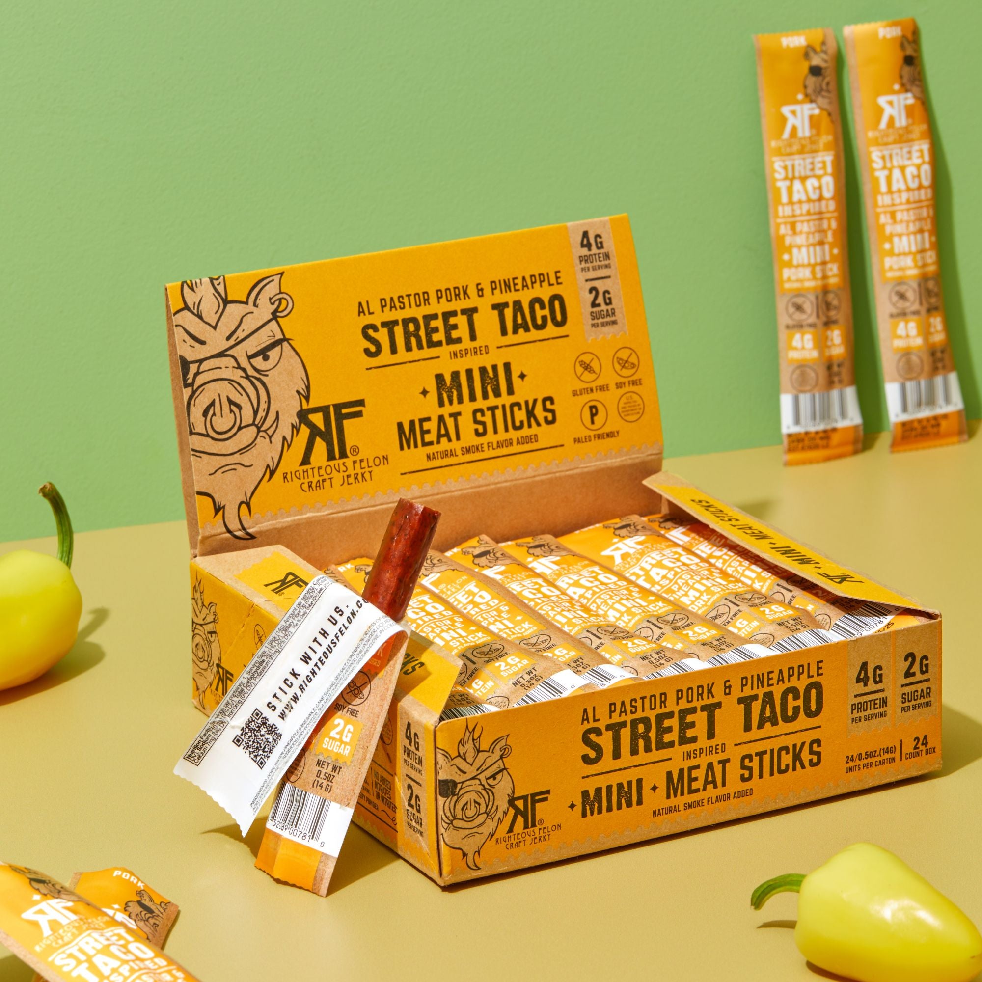 Righteous Felon Street Taco Pork Stick Minis 0.5oz (24ct) – RTZN