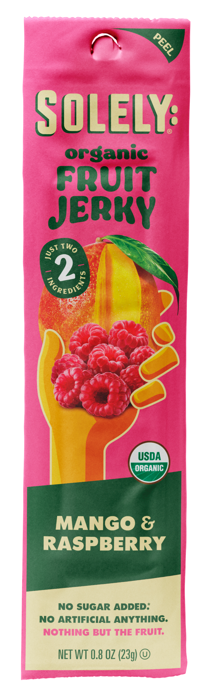 Solely Organic Mango Raspberry Fruit Jerky Strip 0.8oz (12ct)