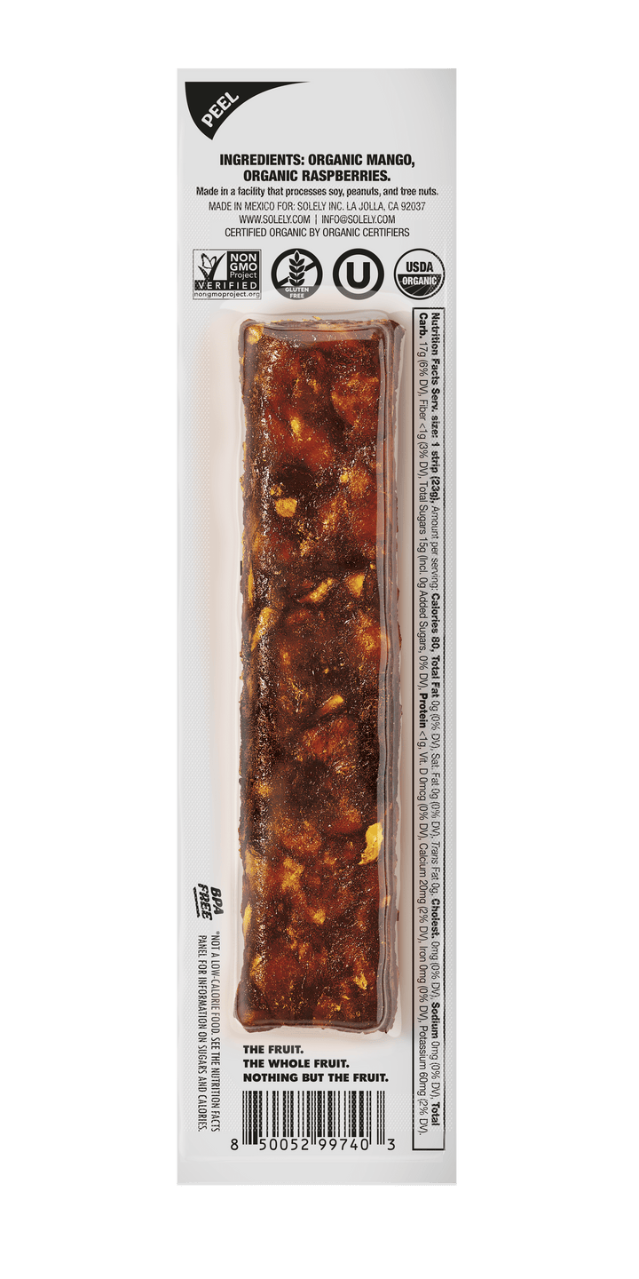 Solely Organic Mango Raspberry Fruit Jerky Strip 0.8oz (12ct)