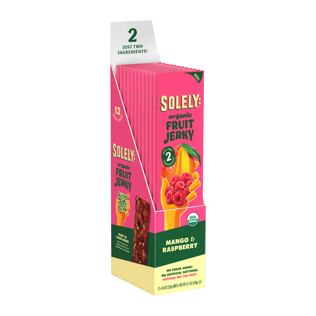 Solely Organic Mango Raspberry Fruit Jerky Strip 0.8oz (12ct)