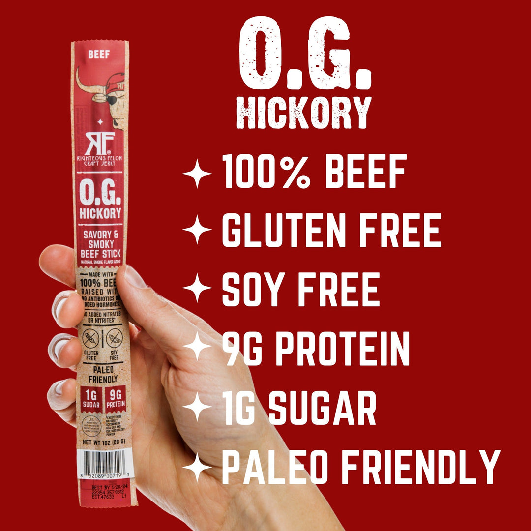 Righteous Felon O.G. Hickory Beef Stick 1oz Master Case 144ct (6/24ct)