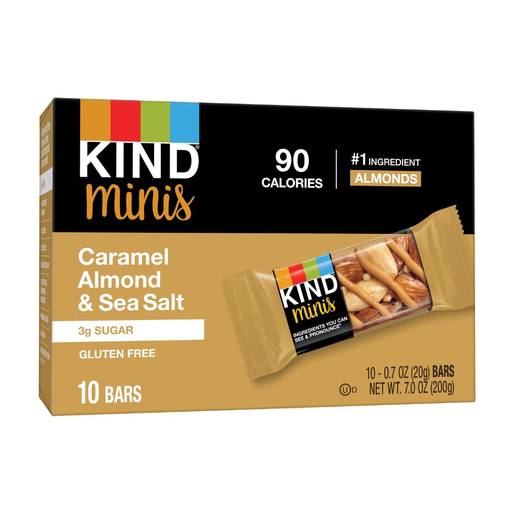 KIND Minis Caramel Almond &amp; Sea Salt Bar 0.7oz FULL 10CT CASE