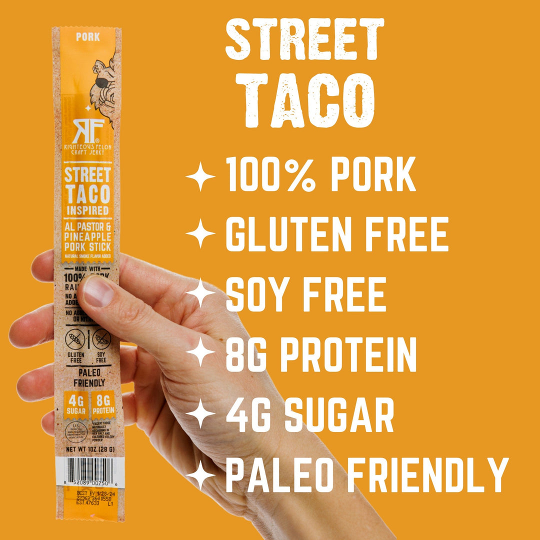 Righteous Felon Street Taco Pork Stick 1oz Master Case 144ct (6/24ct)