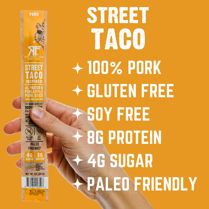 Righteous Felon Street Taco Pork Stick 1oz Master Case 144ct (6/24ct)