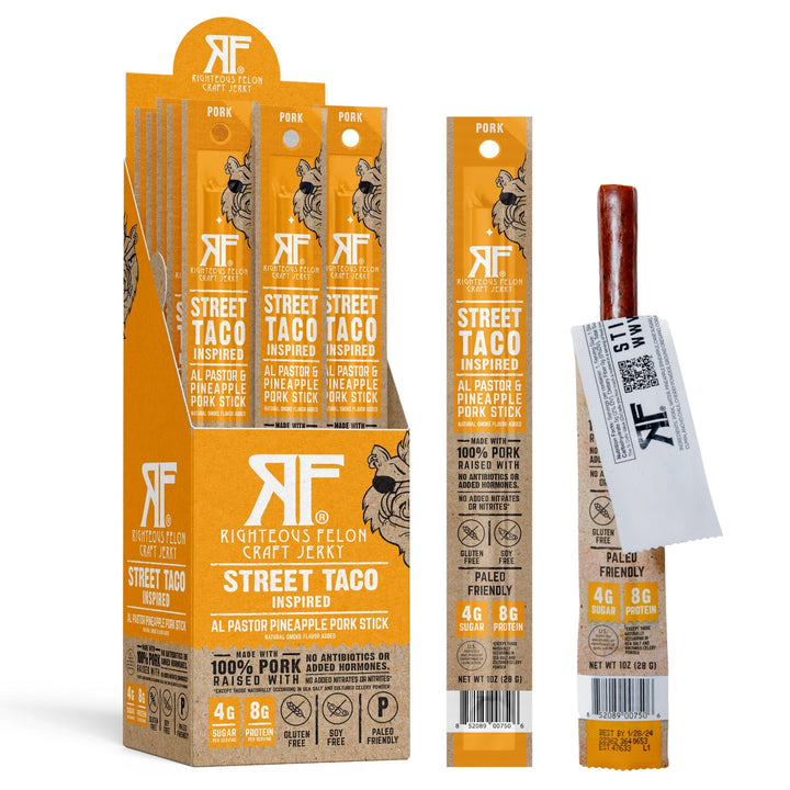 Righteous Felon Street Taco Pork Stick 1oz Master Case 144ct (6/24ct)