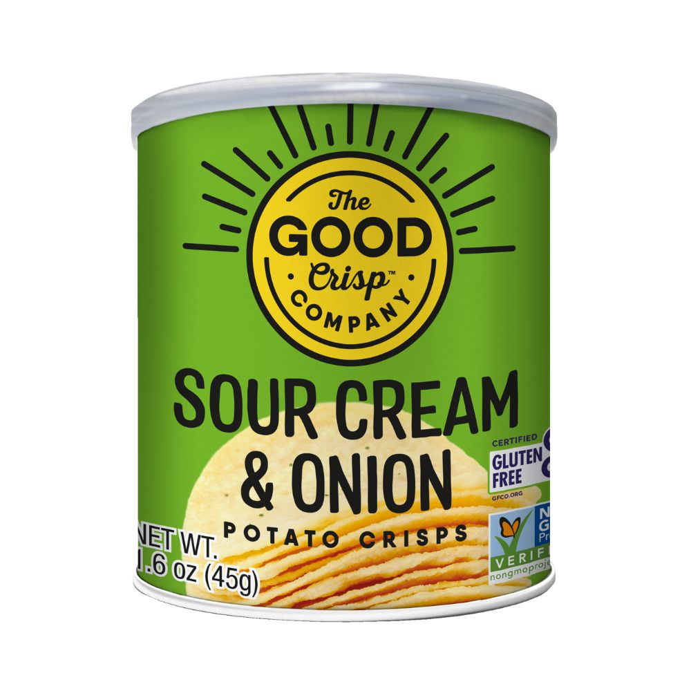 The Good Crisp Sour Cream &amp; Onion Potato Crisps Grab &amp; Go Can 1.6oz (12ct)