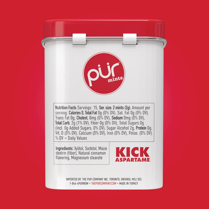 PUR Cinnamon Mints Tin 30g / 1.05oz (12ct)