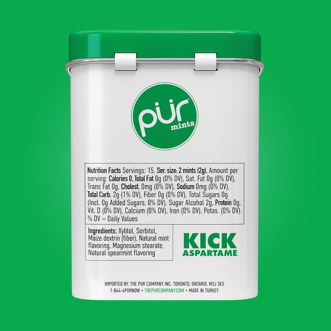 PUR Spearmint Mints Tin 30g / 1.05oz (12ct)