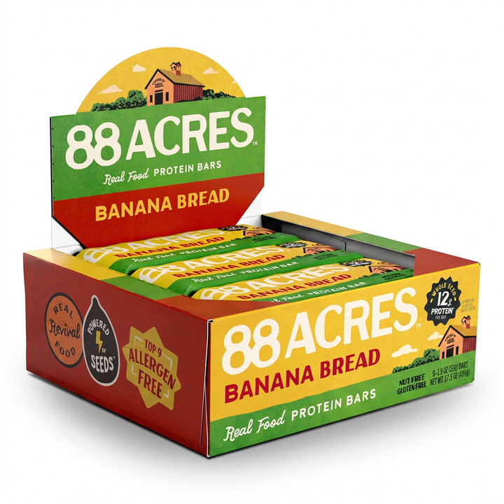 88 Acres Banana Bread Pumpkin Seed Protein Bar 1.9oz (9ct)