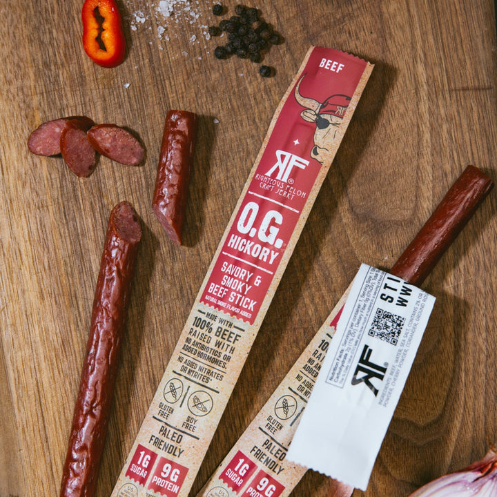 Righteous Felon O.G. Hickory Beef Stick 1oz Master Case 144ct (6/24ct)