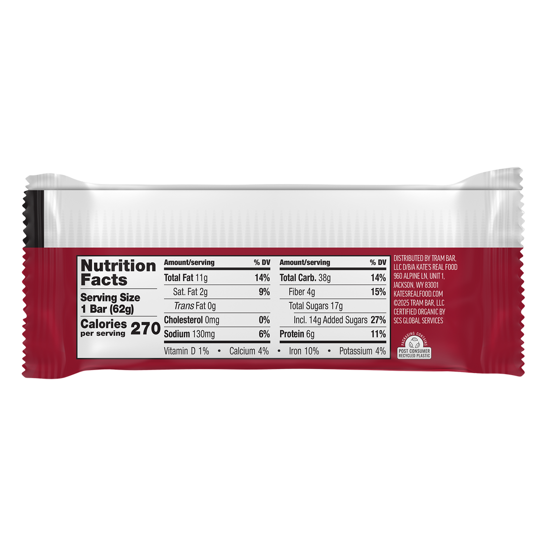 Kate's Real Food Dark Chocolate Cherry & Almond Oat Energy Bar 2.2oz (12ct)