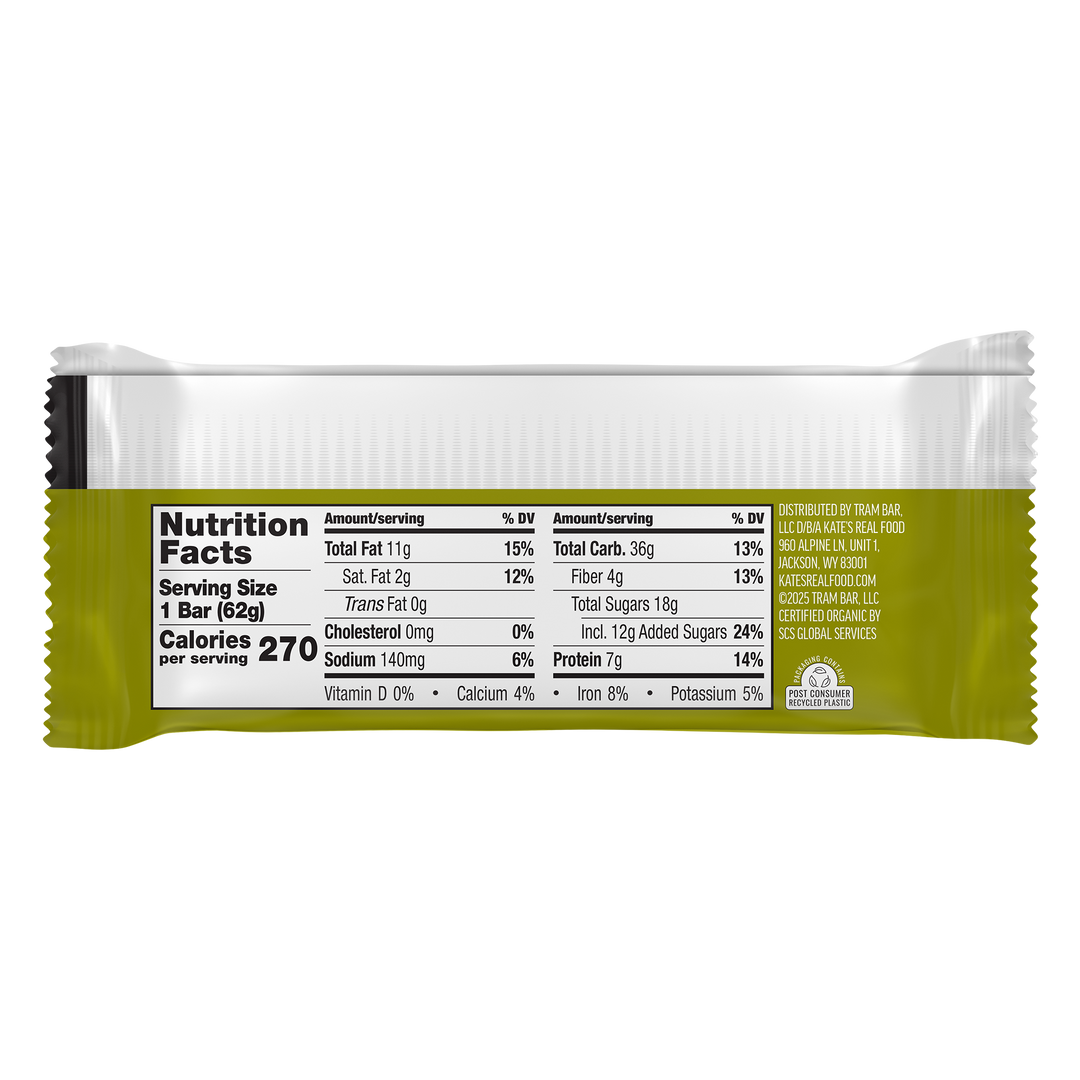 Kate's Real Food Peanut Butter Dark Chocolate Oat Energy Bar 2.2oz (12ct)