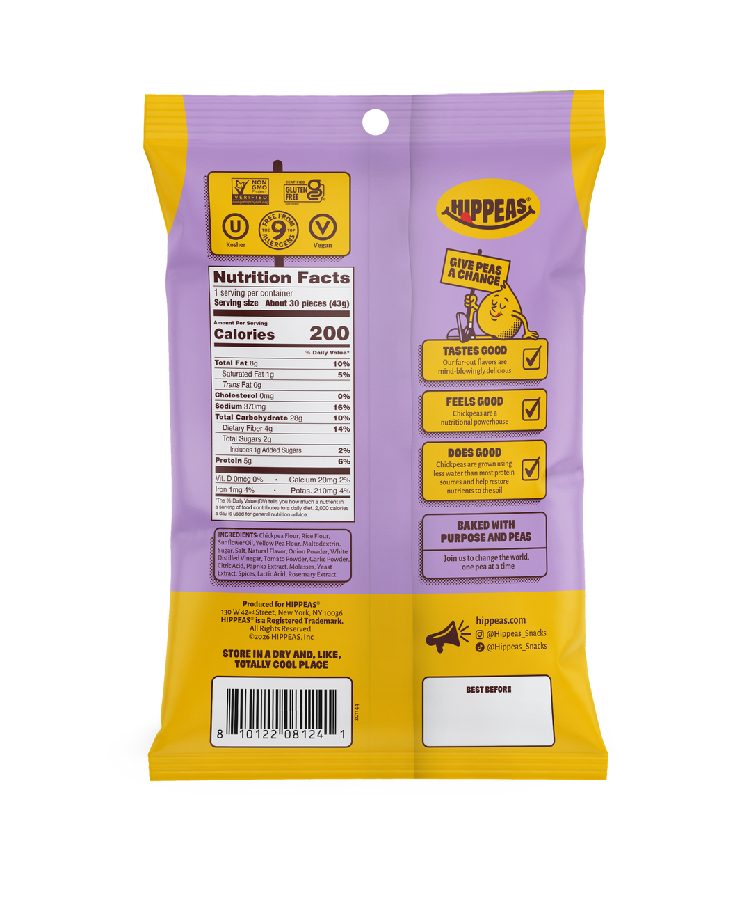 Hippeas "All Dressed Up" BBQ Chickpea Puffs 1.5oz (12ct)