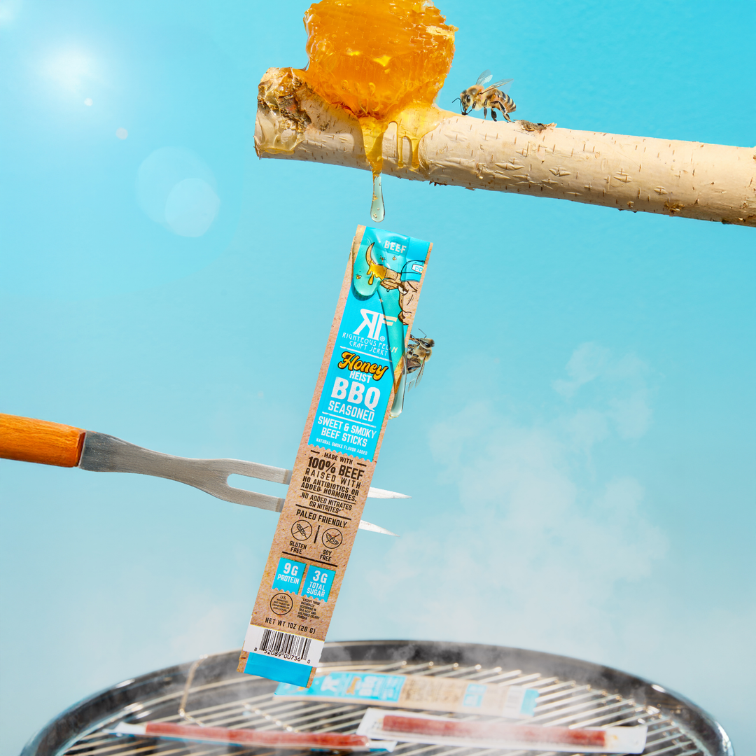 Honey Heist on grill with honeycomb