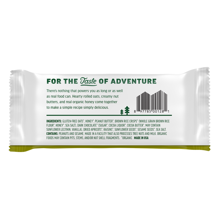 Kate's Real Food Peanut Butter Dark Chocolate Oat Energy Bar 2.2oz (12ct)