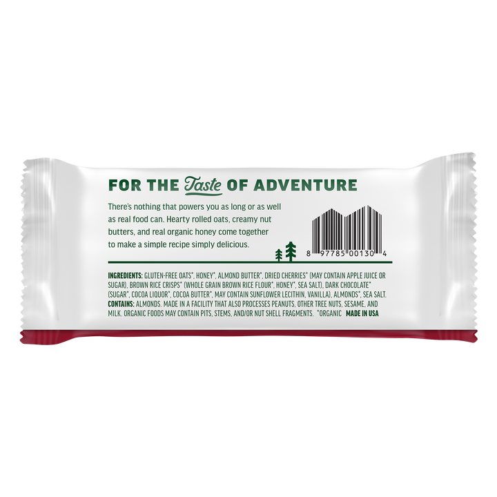 Kate's Real Food Dark Chocolate Cherry & Almond Oat Energy Bar 2.2oz (12ct)
