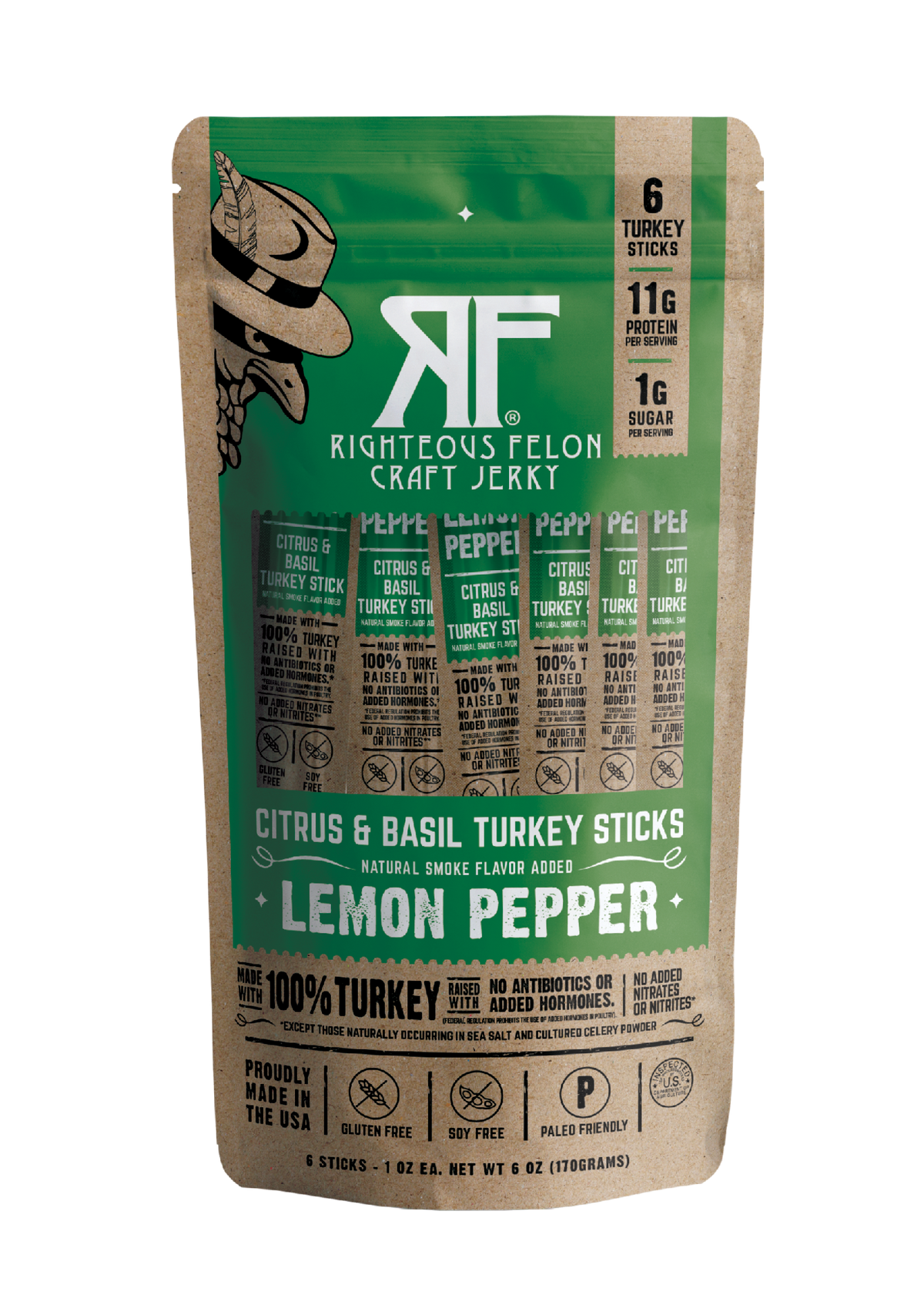 6ct Pouch RF Lemon Pepper Turkey Stick 1oz (8ct)