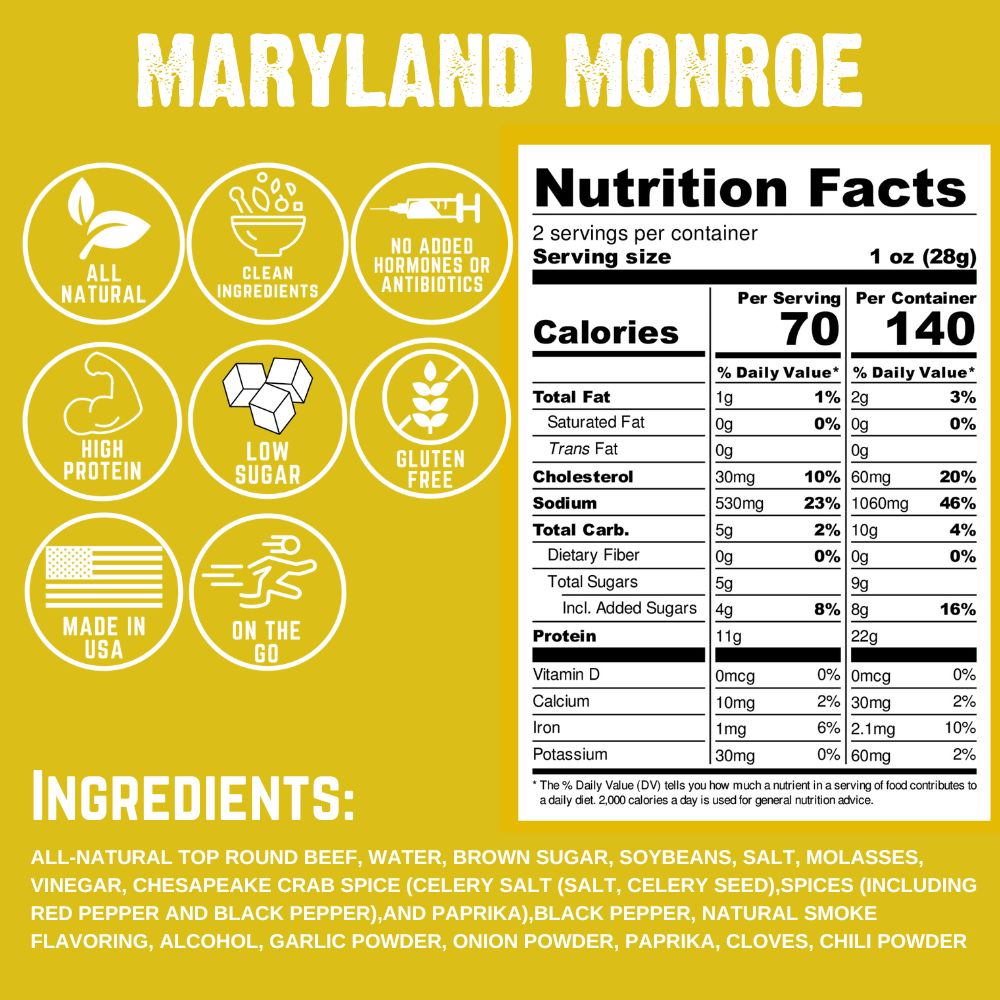 Righteous Felon Maryland Monroe Crab Spice Beef Jerky 2oz (8ct)