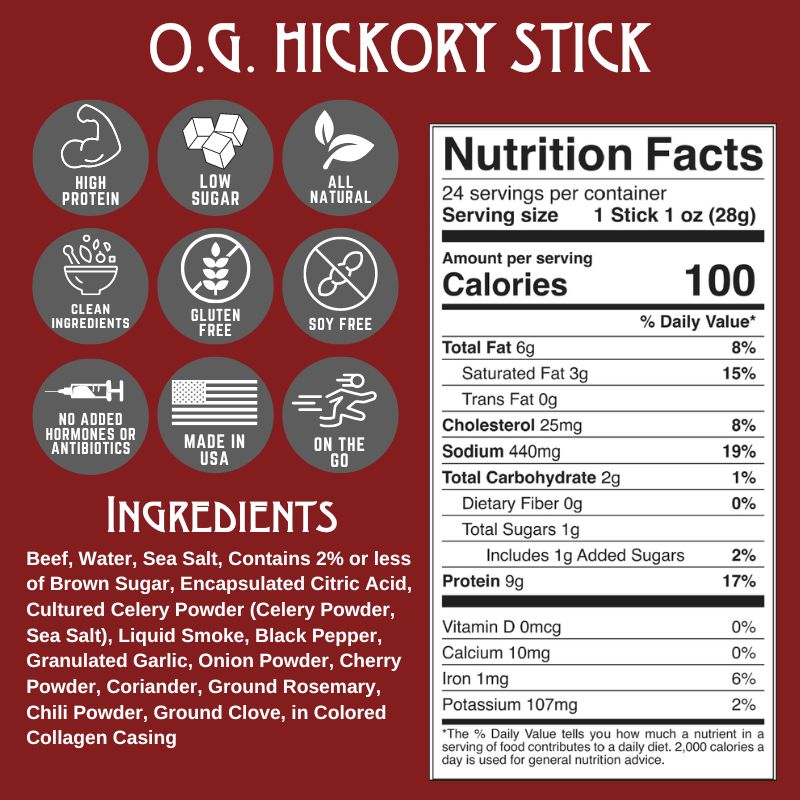 6ct Pouch RF O.G. Hickory Beef Stick 1oz (8ct)