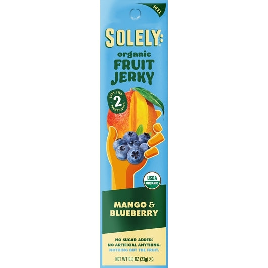 Solely Organic Mango Blueberry Fruit Jerky Strip 0.8oz (12ct)