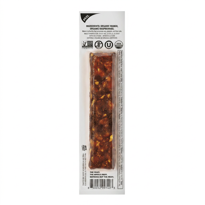 Solely Organic Mango Raspberry Fruit Jerky Strip 0.8oz (12ct)