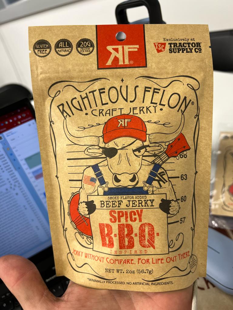 Tractor Supply Spicy BBQ Jerky 2oz Brown Bag