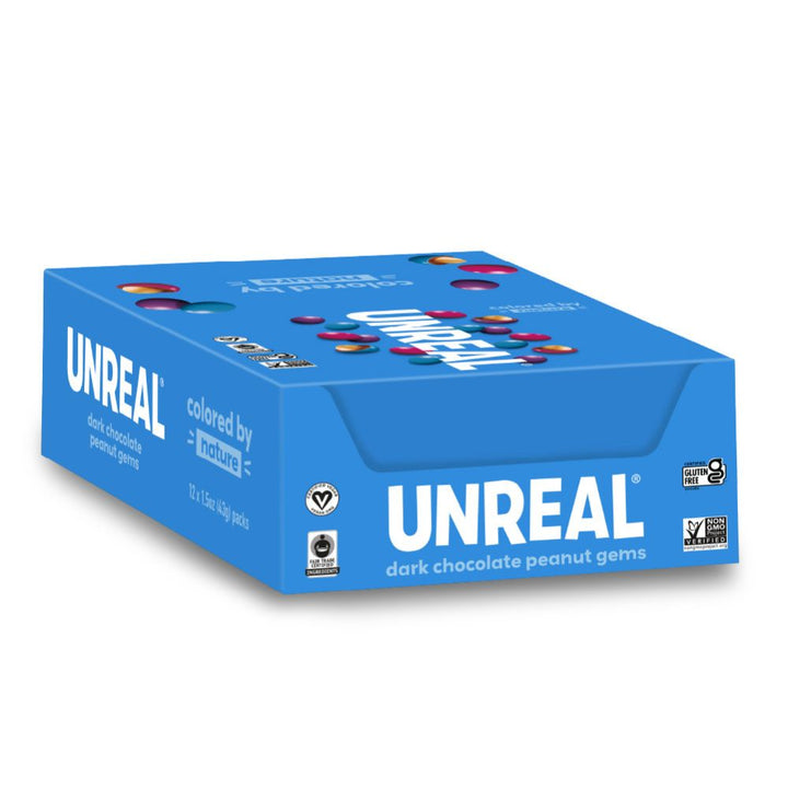 Closed Case UnReal Dark Chocolate Peanut Gems Snack Pack 1.5oz