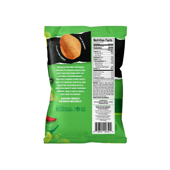 Back of Wilde Chips - 1.34oz Spicy Queso 