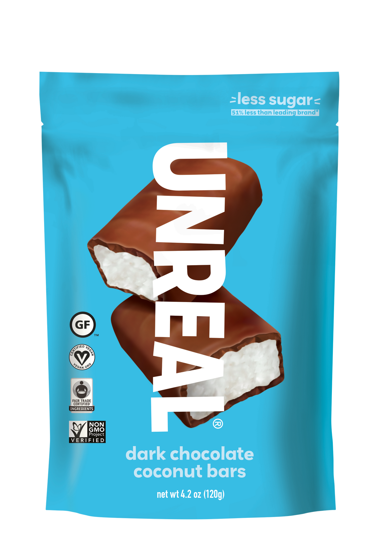 UnReal Dark Chocolate Coconut Bars Pouch Bag 4.2oz (6ct)