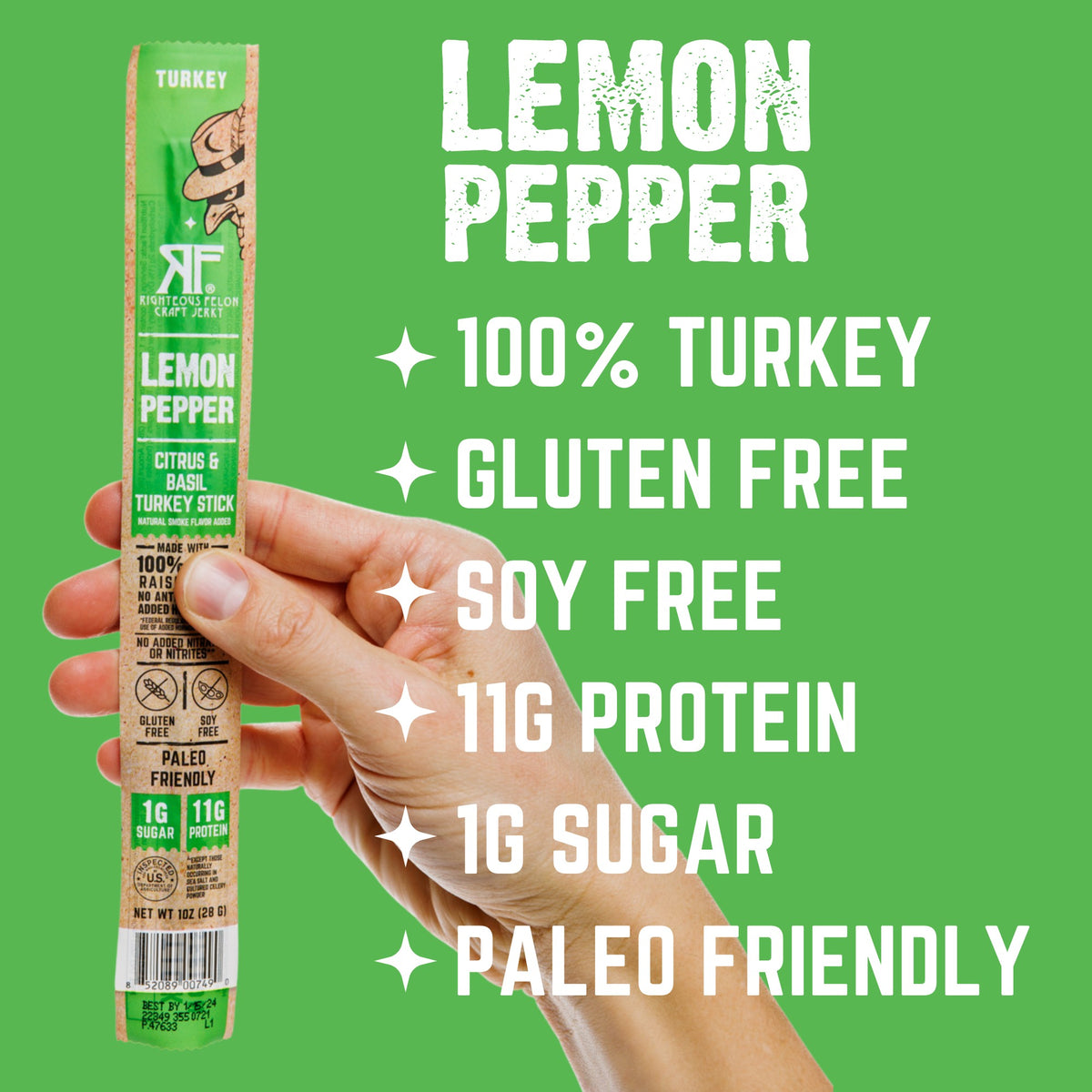 Righteous Felon Lemon Pepper Turkey Stick 1oz (24ct)