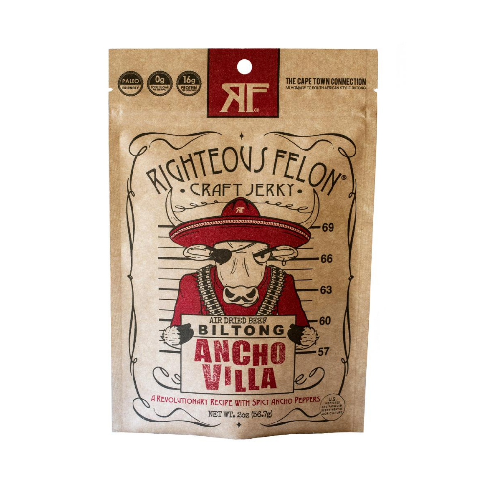 Righteous Felon Ancho Villa Biltong 2oz (8ct)