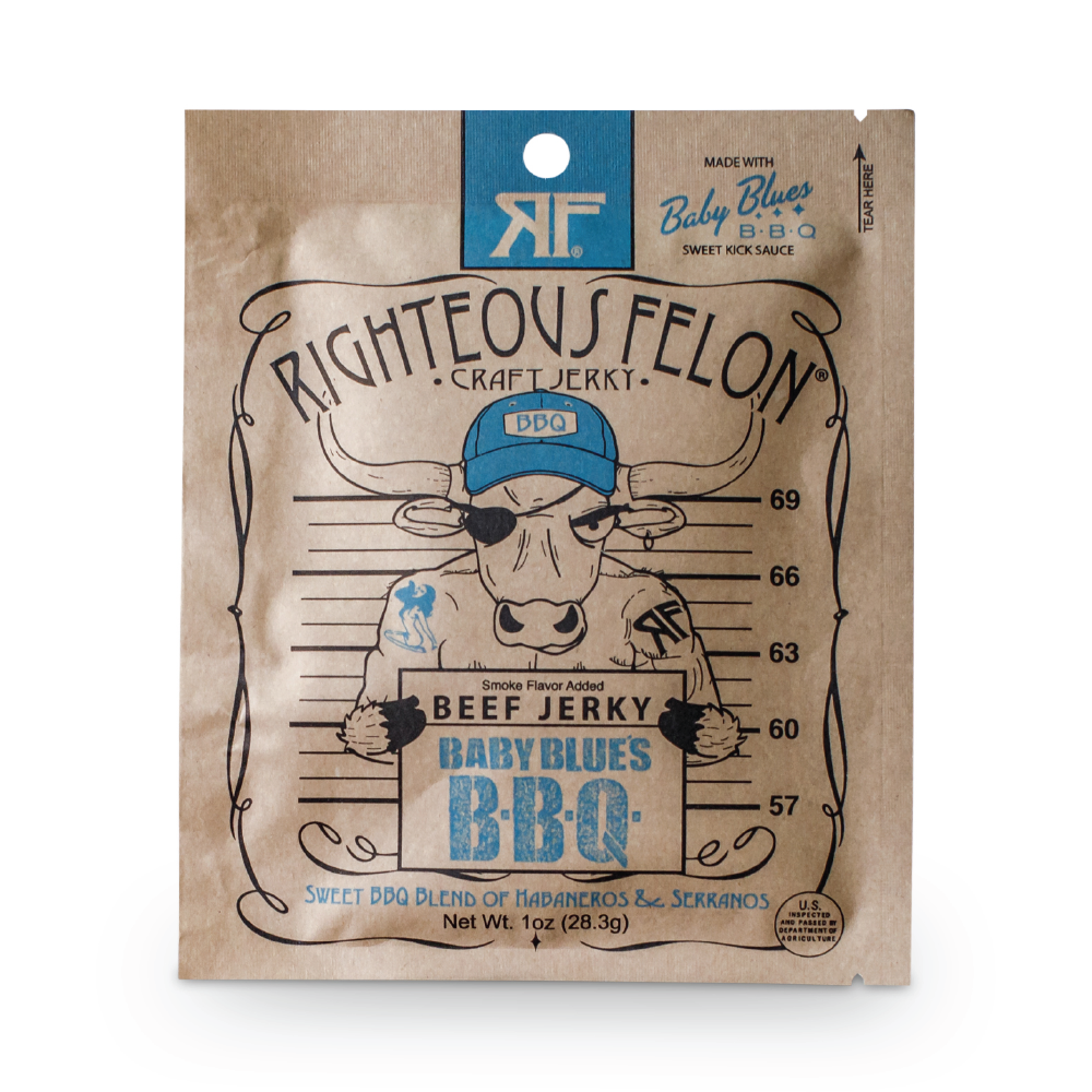 Righteous Felon 1oz Baby Blues BBQ Beef Jerky (16ct)