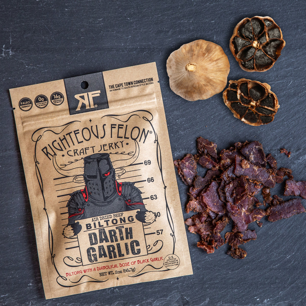 Righteous Felon Darth Garlic Biltong 2oz (8ct)