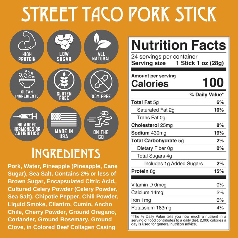 Righteous Felon Street Taco Pork Stick 1oz (24ct)
