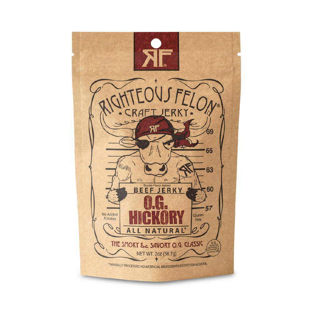 Righteous Felon O.G. Hickory Beef Jerky Half-Pound Bulk Bag 8oz (20ct)
