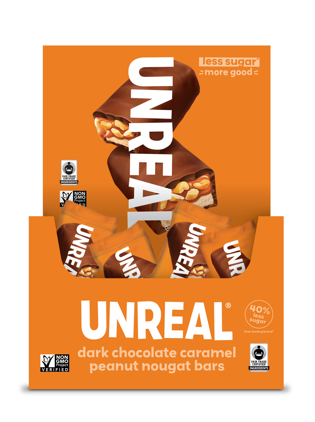 UnReal Mini Bites Dark Chocolate Caramel Peanut Nougat Bars 0.5oz (30ct)