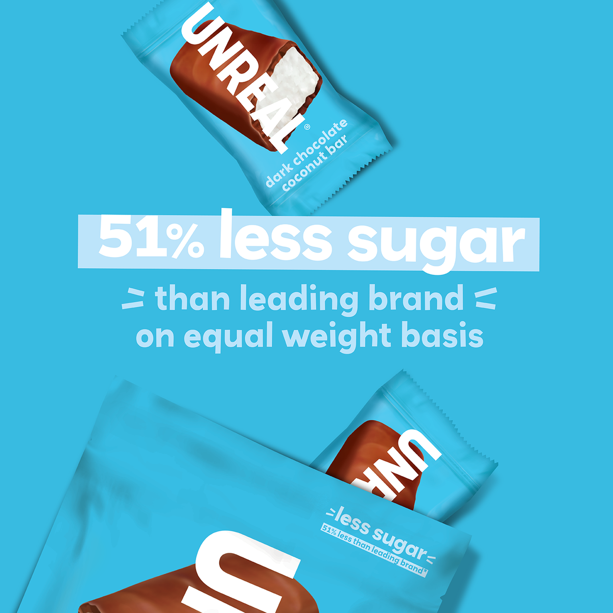 UnReal Dark Chocolate Coconut Bars Pouch Bag 4.2oz (6ct)