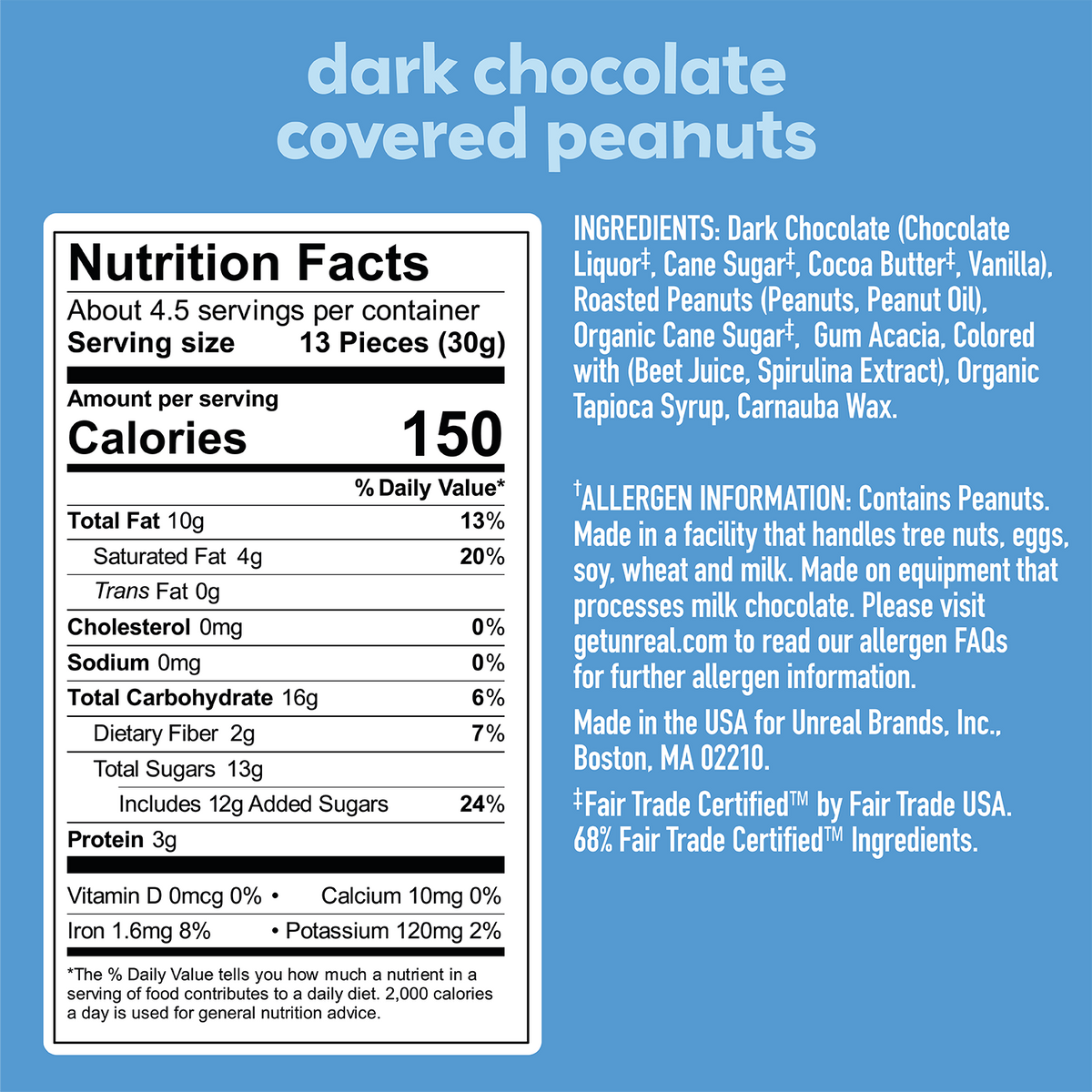 UnReal Dark Chocolate Peanut Gems Pouch Bag 5oz (6ct)