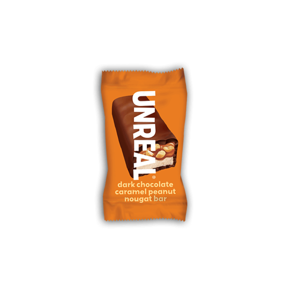 UnReal Mini Bites Dark Chocolate Caramel Peanut Nougat Bars 0.5oz (30ct)
